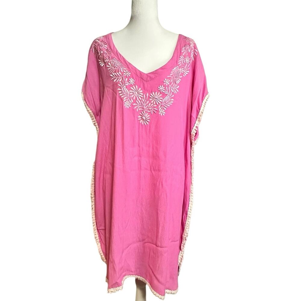 Pink embroidered tunic/kaftan dress
